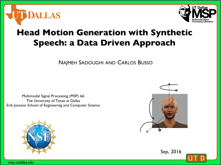 head motion generation with synthetic speech a data