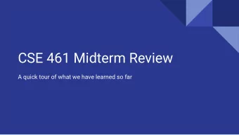 CSE 461 Midterm Review  A quick tour of what we have learned so far  Midterm Topic Coverage