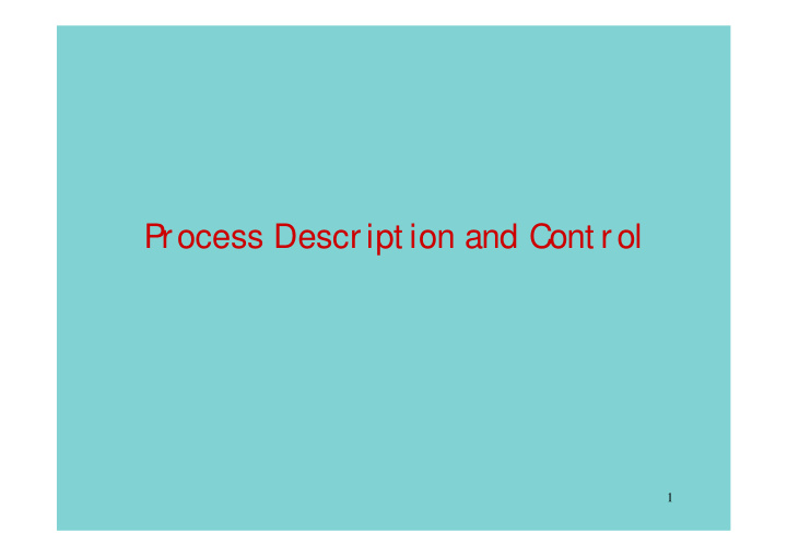 process descript ion and cont rol