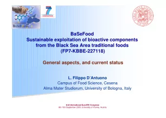 BaSeFood  Sustainable exploitation of bioactive components  from the Black Sea Area traditional