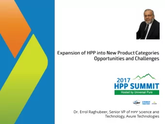 Technology, Avure Technologies  Discussion Topics  Pressure levels in food applications  Keys