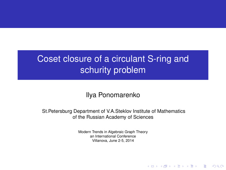 coset closure of a circulant s ring and schurity problem