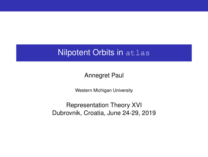 nilpotent orbits in atlas