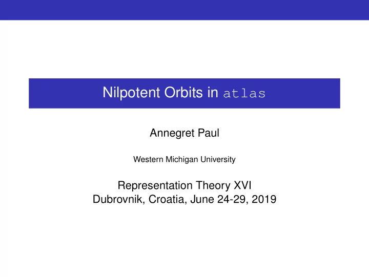 nilpotent orbits in atlas