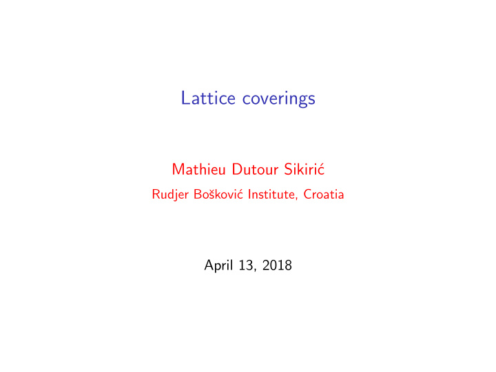 lattice coverings