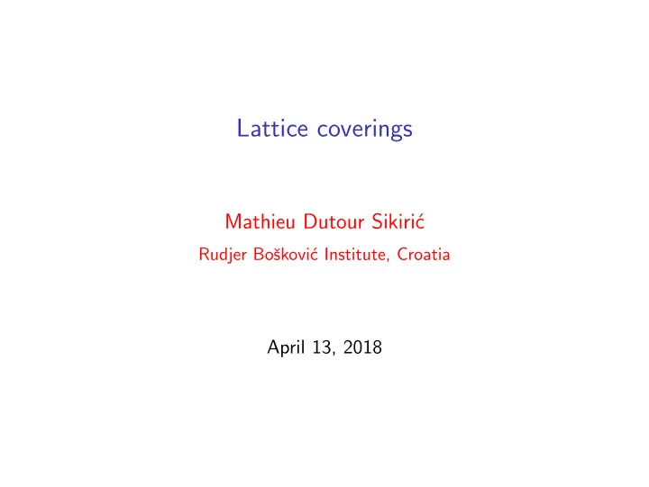 lattice coverings