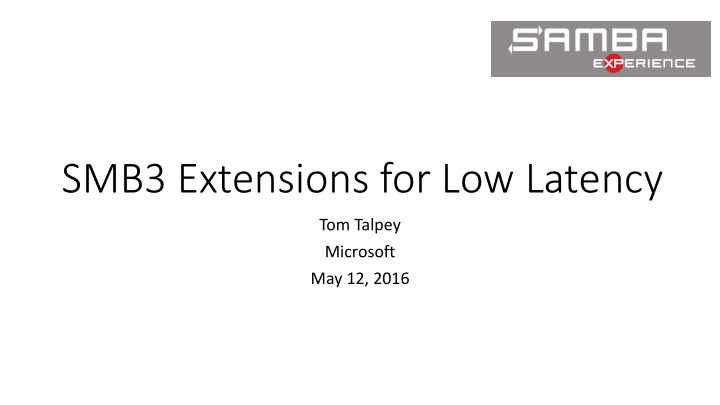smb3 extensions for low latency