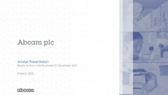 Analyst Presentation  Abcam plc, 2019/20 Interim Results Presentation, 9 March 2020  Disclaimer