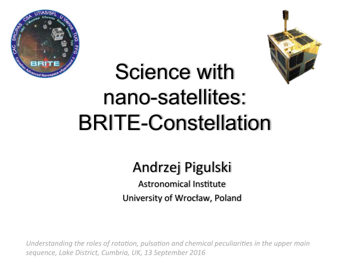 science with nano satellites brite constellation