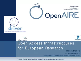 Open Access Inf rast ruct ures  f or European Research  Natalia Manola  University of Athens