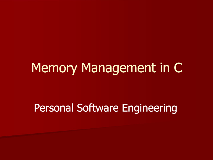 memory management in c memory management in c
