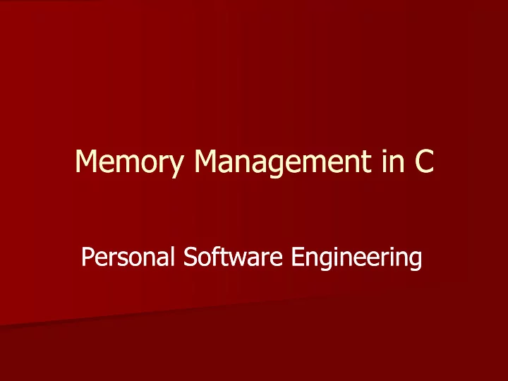 memory management in c memory management in c