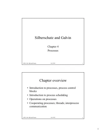 Silberschatz and Galvin  Chapter 4  Processes  CPSC 410--Richard Furuta  01/19/99  1  Chapter