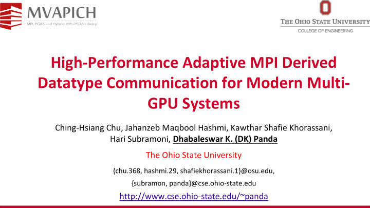 high performance adaptive mpi derived datatype