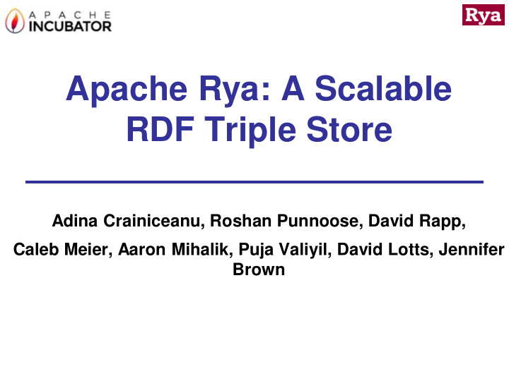 apache rya a scalable rdf triple store