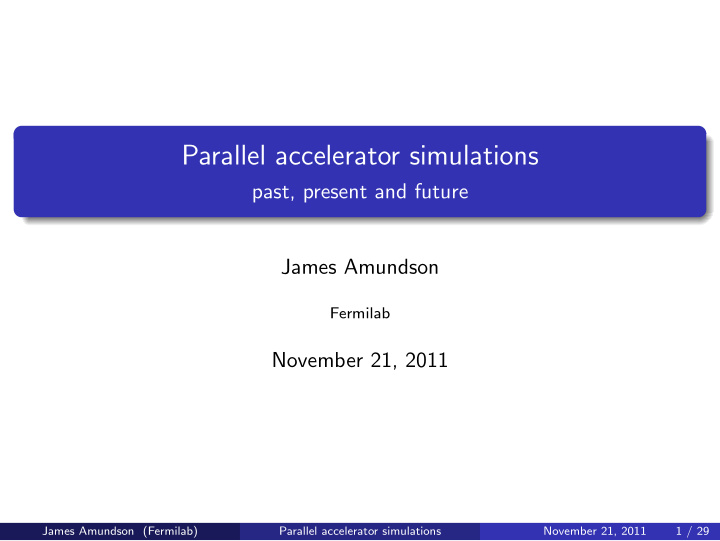 parallel accelerator simulations