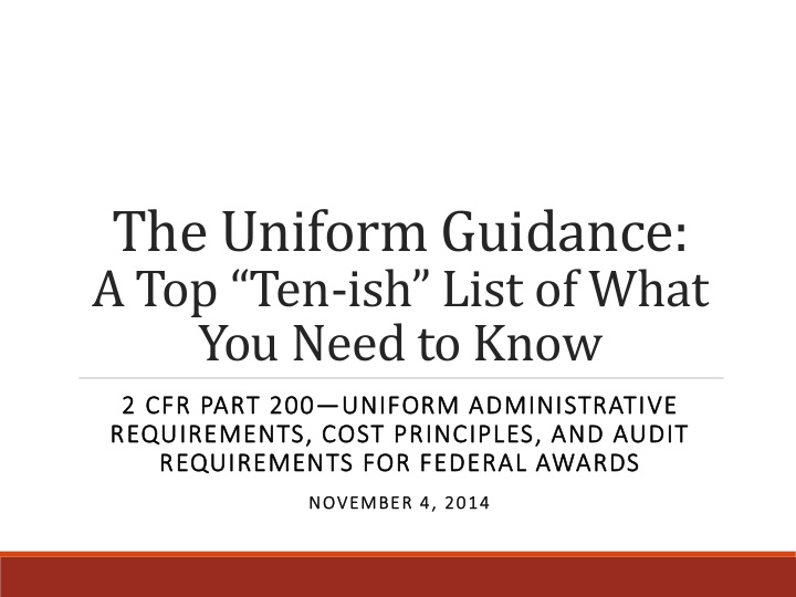 the uniform guidance