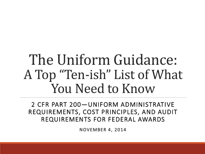 the uniform guidance