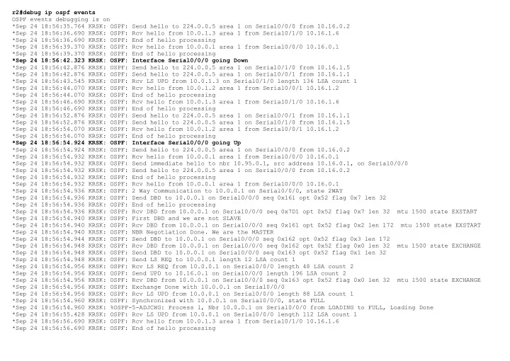 r2 debug ip ospf events ospf events debugging is on sep