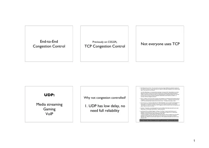 end to end previously on cs5229 not everyone uses tcp