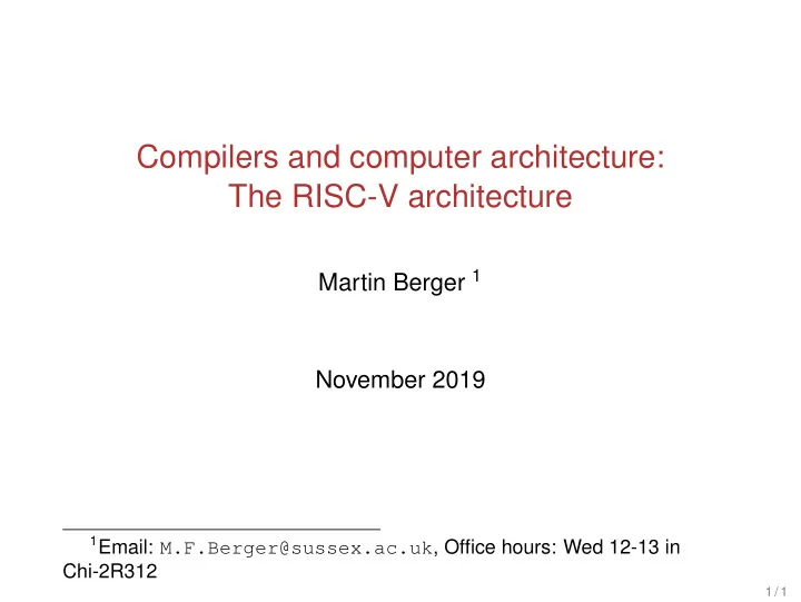 compilers and computer architecture the risc v