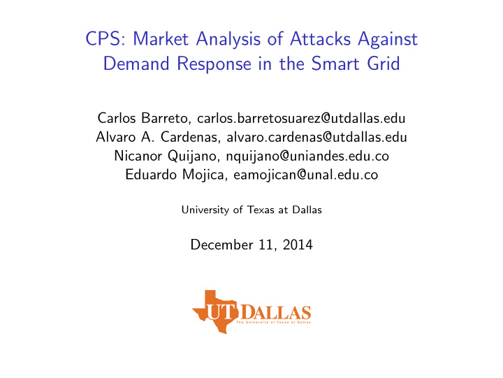cps market analysis of attacks against demand response in