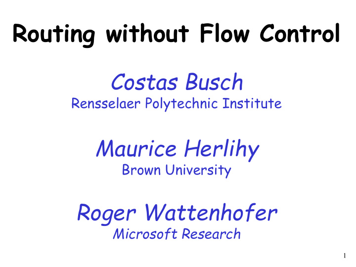 routing without flow control