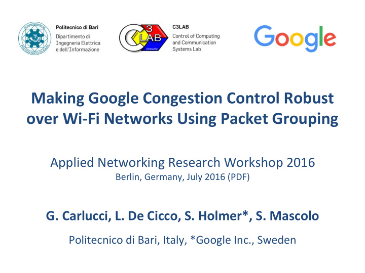 making google congestion control robust over wi fi