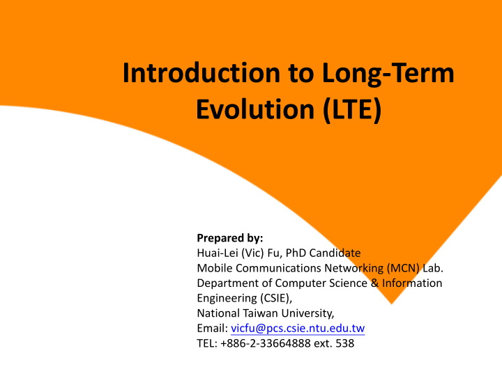 introduction to long term evolution lte