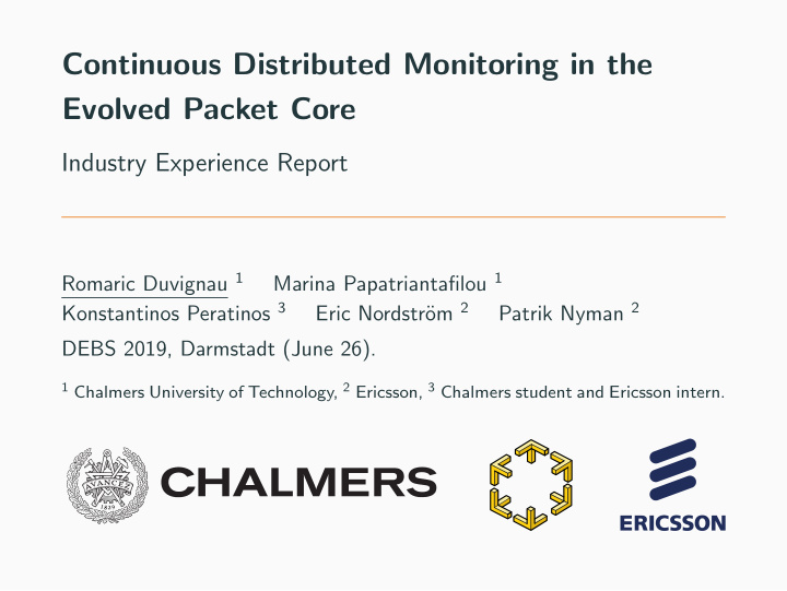 continuous distributed monitoring in the evolved packet