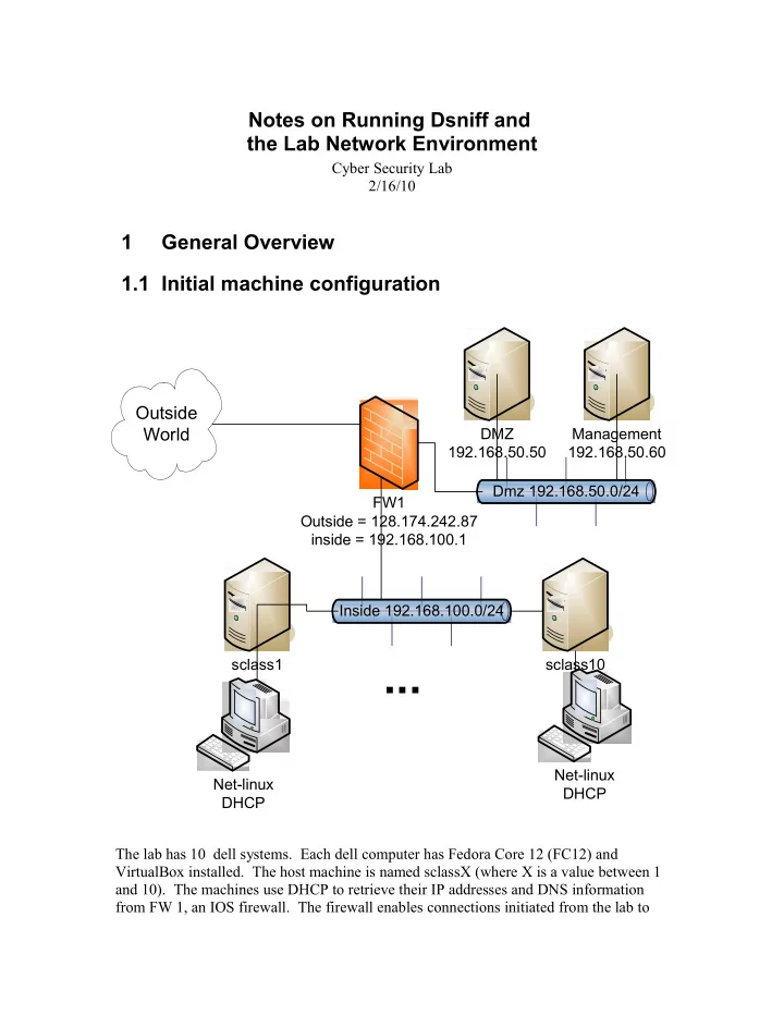 sclass1 sclass10 net linux net linux dhcp dhcp the lab