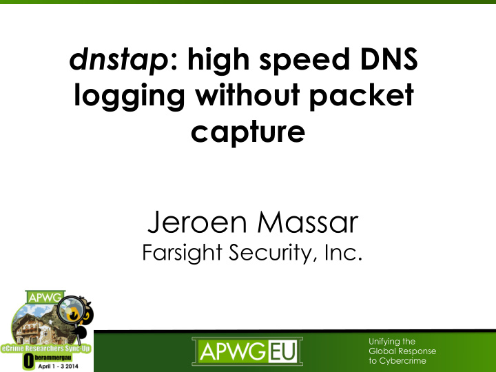 dnstap high speed dns logging without packet capture
