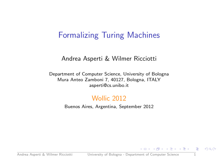 formalizing turing machines