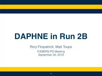 DAPHNE in Run 2B  Rory Fitzpatrick, Matt Toups  ICEBERG PD Meeting  September 30, 2019  1