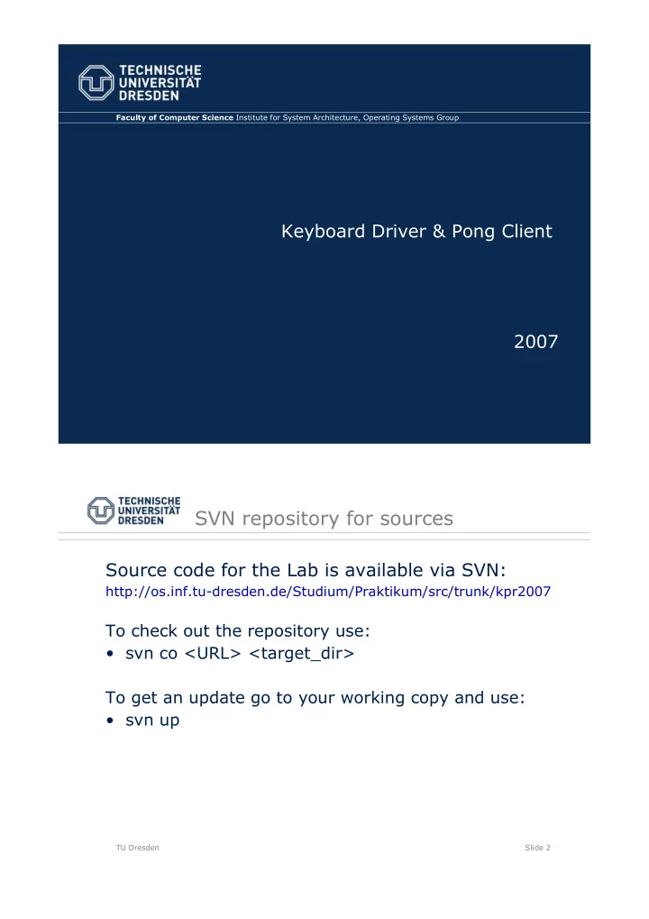 svn repository for sources