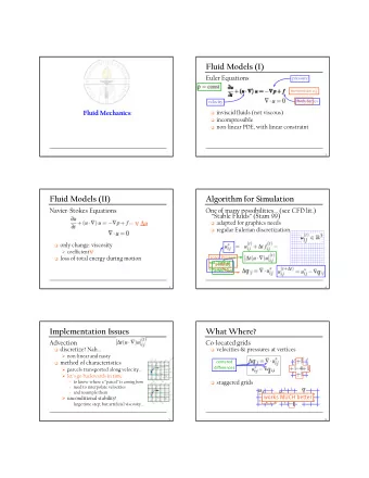 Fluid Models (I)  Euler Equations  pressure  momentum eq.  mass eq.  body forces  velocity
