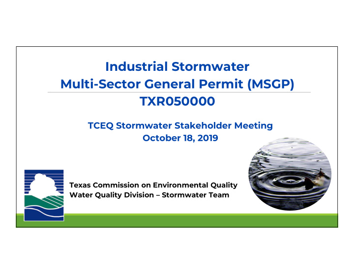industrial stormwater multi sector general permit msgp