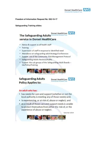 Freedom of Information Request No: 092-16-17  Safeguarding Training slides: