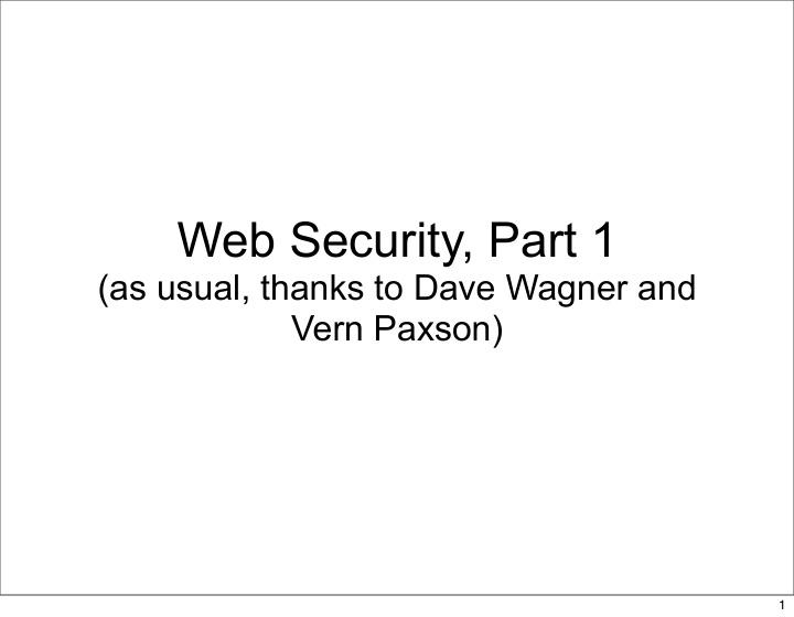 web security part 1