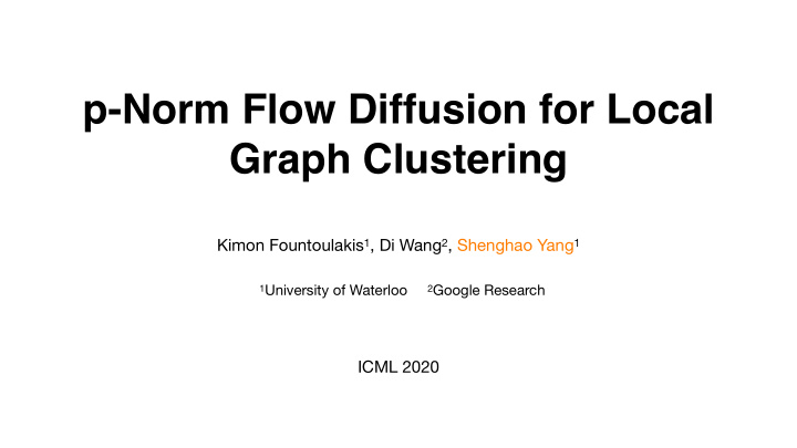 p norm flow diffusion for local graph clustering