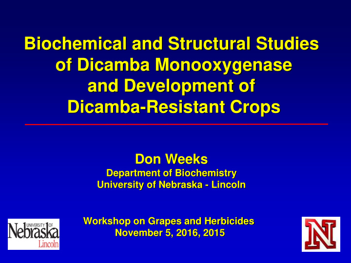 biochemical and structural studies of dicamba