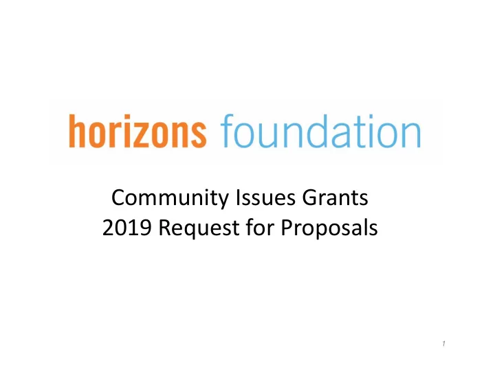 community issues grants 2019 request for proposals