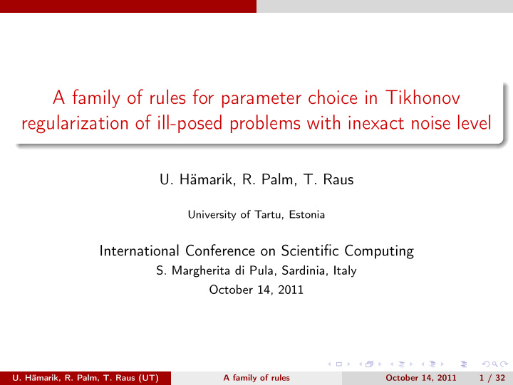 a family of rules for parameter choice in tikhonov