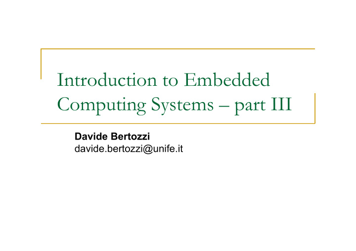 introduction to embedded computing systems part iii