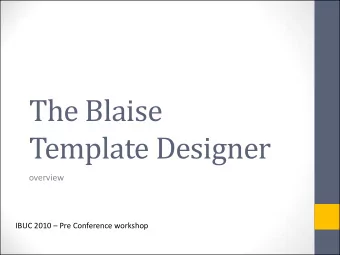 The Blaise  Template Designer  overview IBUC 2010  Pre Conference workshop  What is it?  A