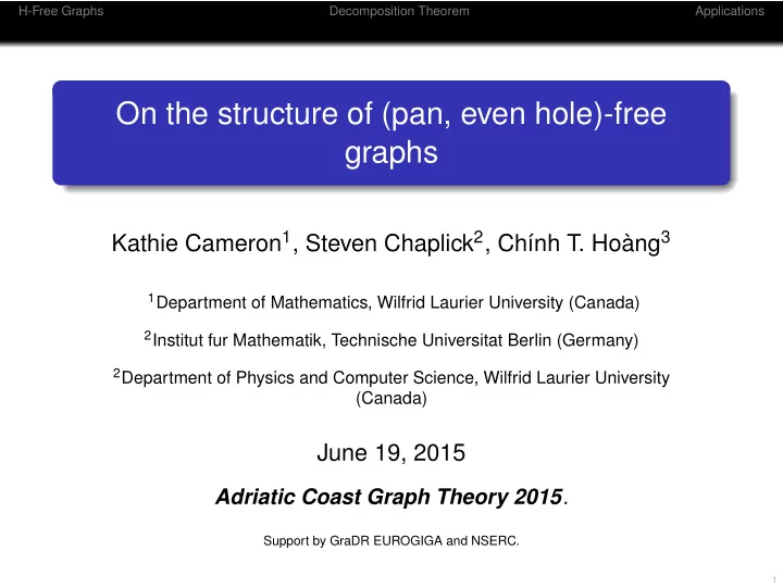 on the structure of pan even hole free graphs