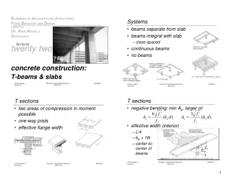 twenty two  continuous beams  no beams  concrete construction:  T-beams &amp; slabs  Concrete
