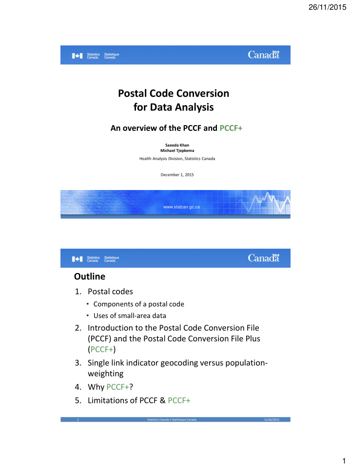 postal code conversion for data analysis