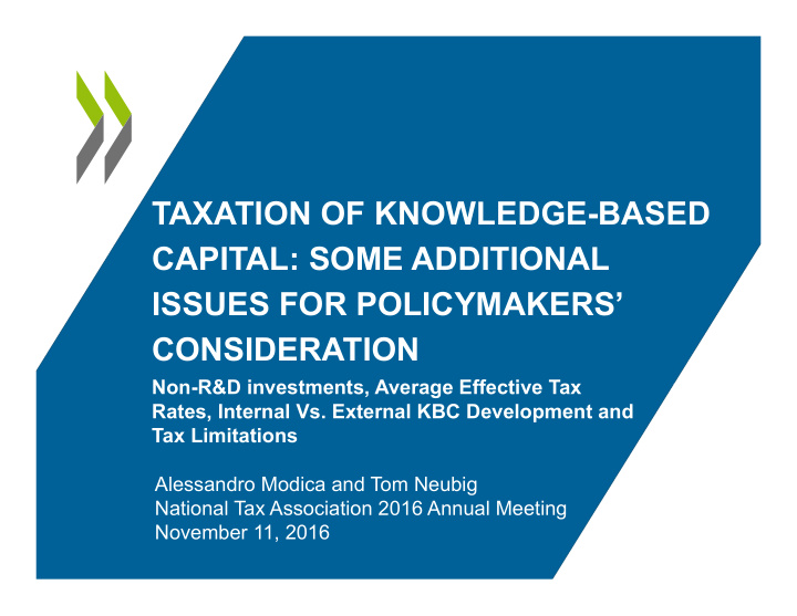 taxation of knowledge based capital some additional
