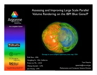 Assessing and Improving Large Scale Parallel Volume Rendering on the IBM Blue Gene/P
